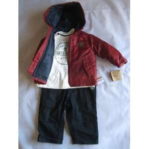   Boy 18 Months Puffer Jacket with Cap, T shirt and Jean 3 Pcs 1 Set New