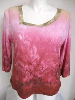 NWOT IE Woman Relaxed Fit 3/4 Sleeve Top in Pink 3X  