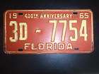 1965 florida tag license plate 400 th 3D   7754