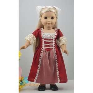   Summer Tea Gown Dress with Pinner Cap Hat Outfit Doll Clothes Fits