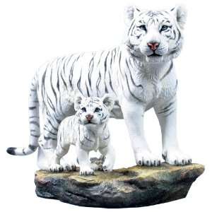  White Tiger and Cub Sculpture