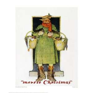  Merrie Christmas Man with Christmas Goose Giclee Poster 