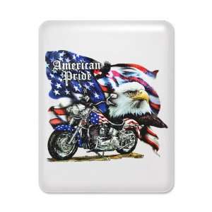  iPad Case White American Pride US Flag Motorcycle and Bald 