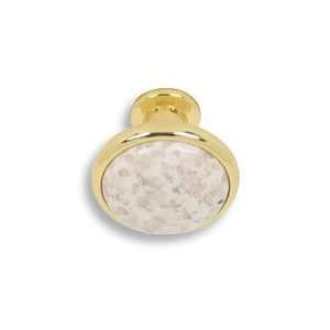  #120 CKP Brand Granite Knob Pearl White, Polished Brass 