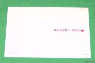 1978 Bausch & Lomb Binocular Booklet / Use & Care  