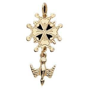 Huguenot Cross Pendant 14K Yellow Gold 24.50X12.00 MM