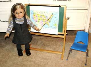American Girl Doll School Activity Table & Chairs Bulletin/Chalk Board 