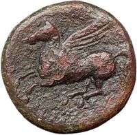   Agathocles Apollo Pegasus Winged Horse Ancient Greek Coin  