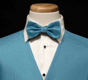 Tuxedo Vest & Tie   Herringbone   Blue Ice  