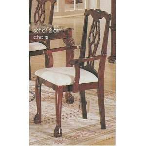   Anne Style Cherry Finish Wood Dining Arm Chairs Furniture & Decor
