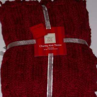 Chunky Knit Rich Red Throw Blanket Soft Warm & Cuddly  