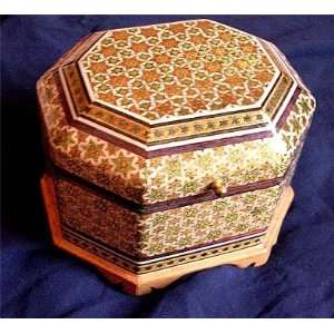   Inlay Decorative Jewelry Box Hexagonal Fully Lined with Wood Trim