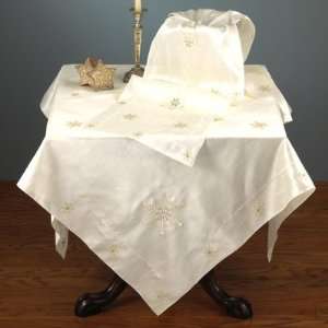  Diamond Snow Crystals Ivory Tablecloth Case Pack 38