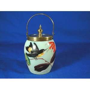 Brass and Opalescent Glass Jam Jar 