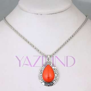 Women Fashion Orange Red Turquoise Carve Handcrafted Antique 1 set 
