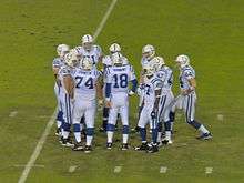 Manning and his teammates in a game against the Jacksonville Jaguars 