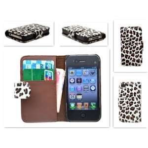  Leopard Print Wallet Case for Iphone 4/4s Cell Phones 