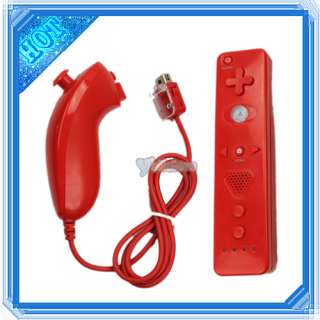 RED REMOTE NUNCHUCK CONTROLLER SET FOR WII +CASE+WRIST  