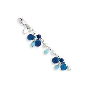   Dark Blue Crystal/Lapis/ite/Cultured Pearl Bracelet   QH2341 8