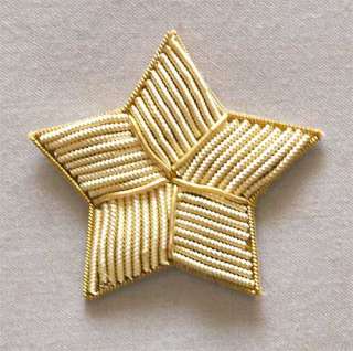 Star Appliques. Light Gold Bullion. Hand Embroidery  