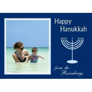 Happy Hanukkah Photo Card in Navy Holiday Cards