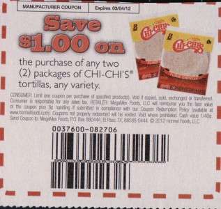 15 Chi Chis Tortillas Coupons $1.00/2 3/4/12  