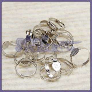 20X Silver Tone Adjustable Flat Ring 8mm Jewelry Making  