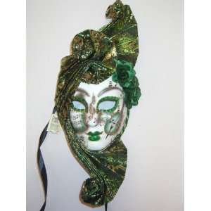  Green Ventaglio Pergamena Venetian Mask