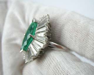 1950s 3.0ct Colombian Emerald & 3.0ct Diamond Platinum Pendant 