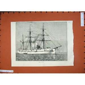   1883 Sailing War Ship H.M.S Leander Sea Wells Fine Art
