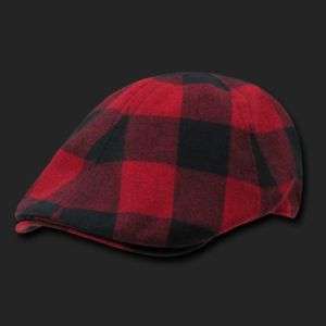 Black & Red Plaid Ivy Cap Caps Hat Hats Golf Size SM/MD  