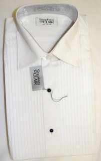 NEW Mens WHITE Laydown Collar Tuxedo SHIRT Small 33/34  