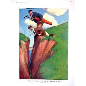   1909 COLOUR PRINT GOLF MEN CLIFF SPORT CHARLES CROMBIE