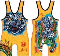Aggression White Tiger Wrestling Singlet by Aggression