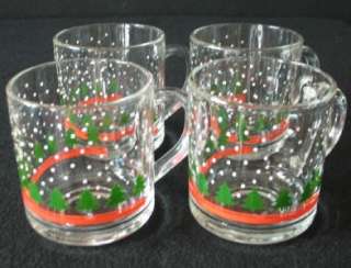 Waechtersbach Christmas 8 oz coffee Glass Cups Mugs Libbey  