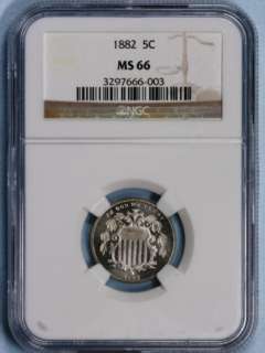 1882 Shield Nickel MS 66, NGC Very Bright and Lustrous 5 cent  
