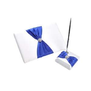  Artwedding Royal Blue Rhinestoned Bowknot Guest Book and 
