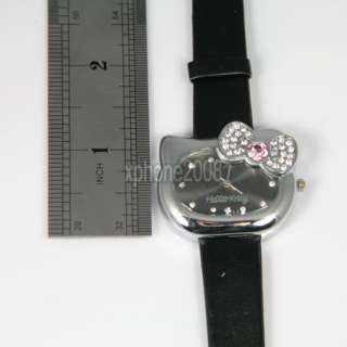 6pcs New Lovely HelloKitty Pattern PU Leather Girls Quartz Wristwatch 