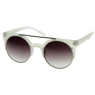   Retro Circle Round Super Half Frame Flat Bar Sunglasses 8525  