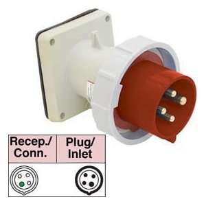  Bryant 430b7w Inlet, 3 Pole, 4 Wire, 30a, 3ph 480v Ac, Red 