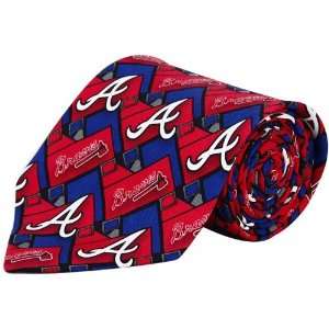    Atlanta Braves Red Royal Blue Pattern Tie