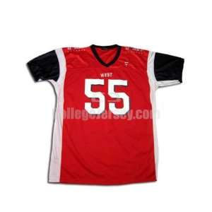  Red No. 55 Game Used Utah State Elijah James Football 