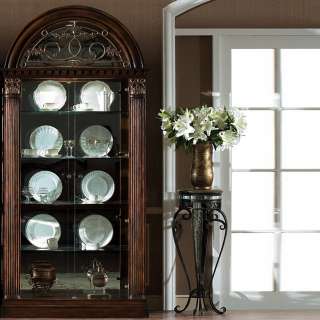 Antiqued Walnut Curio Display Cabinet   