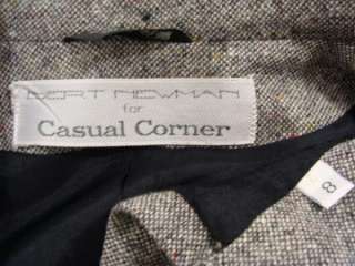 vtg 80s 90s BROWN WOOL FLECKED TWEED Fall Business Suit Skirt Blazer 