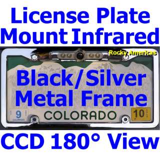 CCD License Plate Mount Rear View Camera with Metal Frame   Silver 