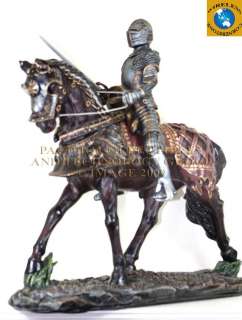 LARGE MEDIEVAL KNIGHT HORSE CALVARY LONG SWORD STATUE  