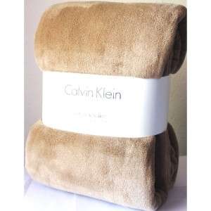    CALVIN KLEIN Plush Blanket QUEEN Size 98 x 92 LIGHT COCOA TAN $99