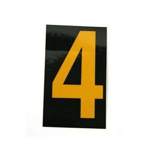     Number, 4, 2.5 Reflective Yellow Black, Pressure Sensitive Vinyl