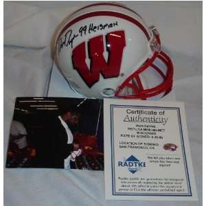  Ron Dayne Autographed Mini Helmet Wisconsin 99 Heisman 