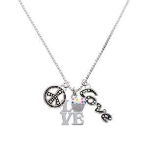  Love with Vanilla Cupcake, Peace, Love Charm Necklace 